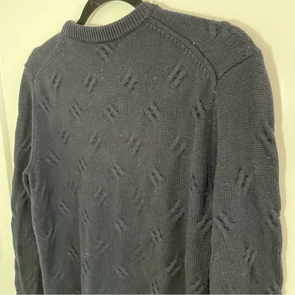 Men Reiss Textured Sweater Navy Blue, Small